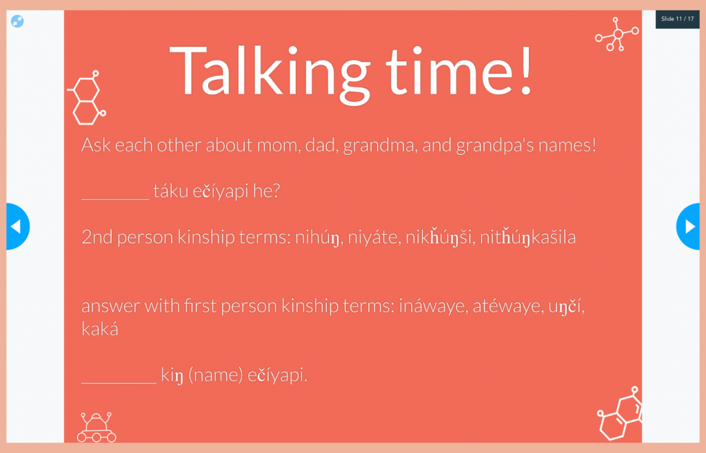 Nearpod lesson Lakota language lessons slides