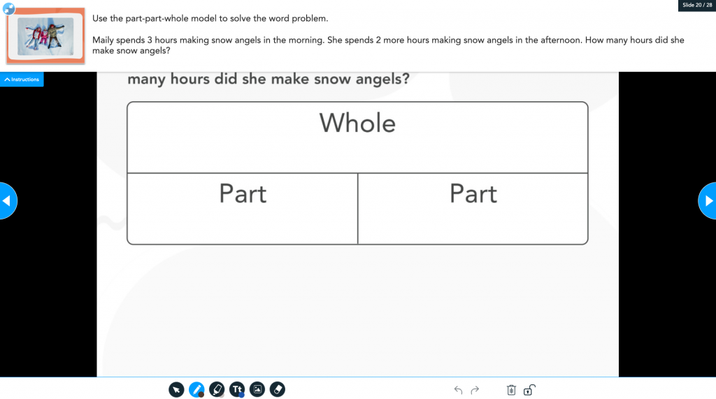 Nearpod Draw It activity from a winter Math Word Problems lesson